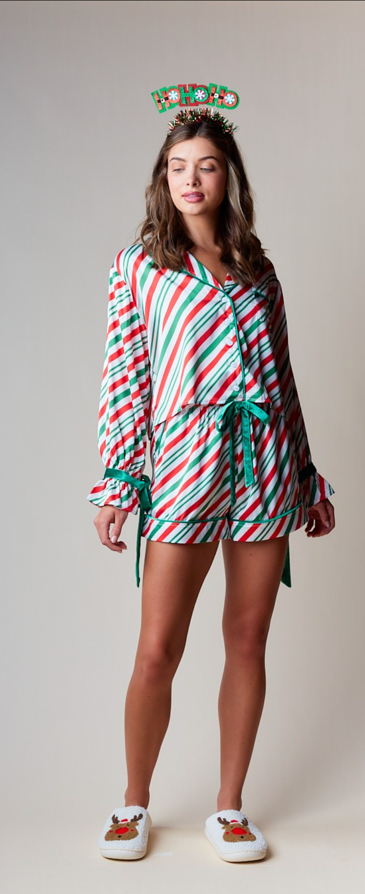 Candy Cane Striped Pajama Set - Green (preorder)