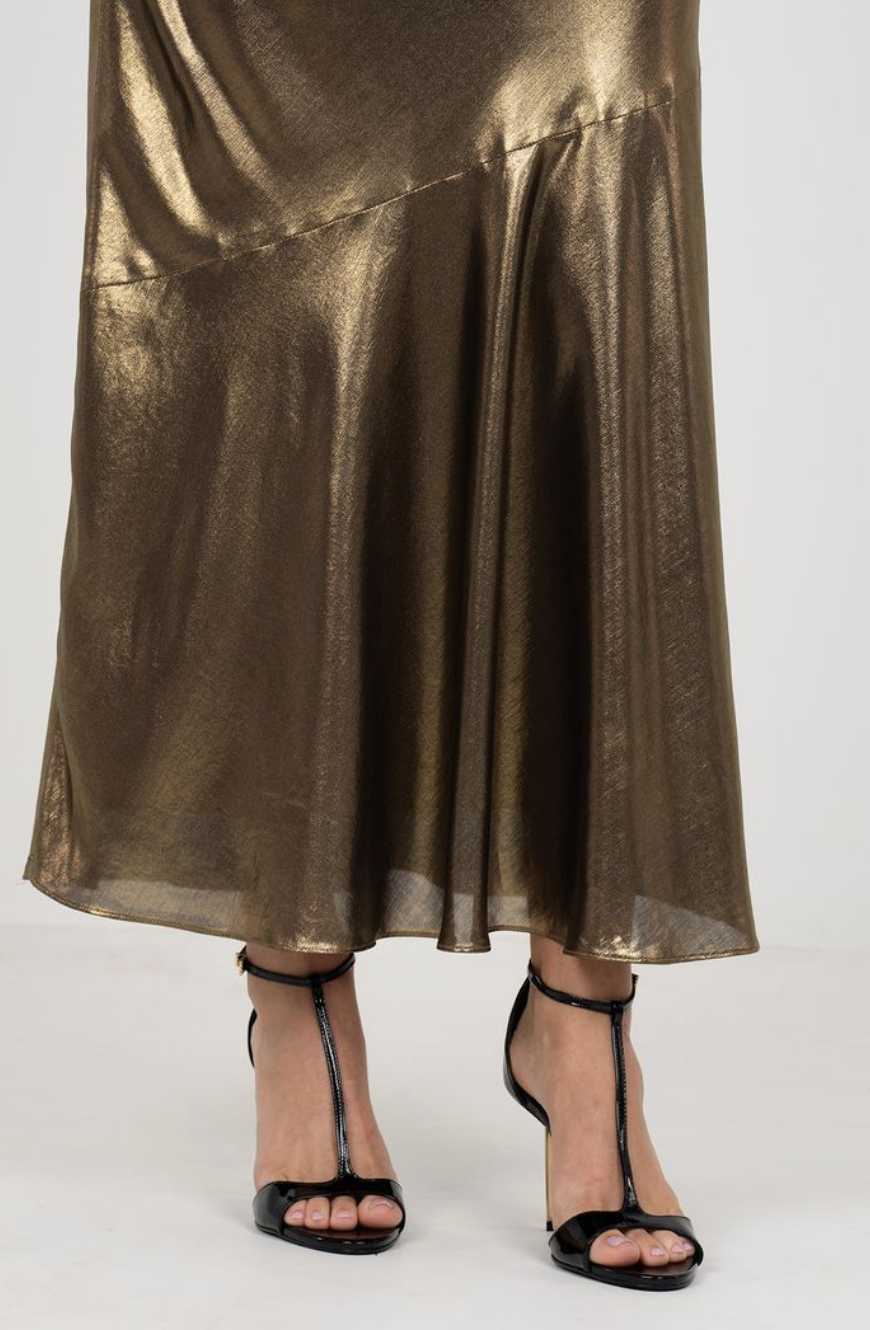 Emily Mccarthy Bias Skirt in Liquid Gold
