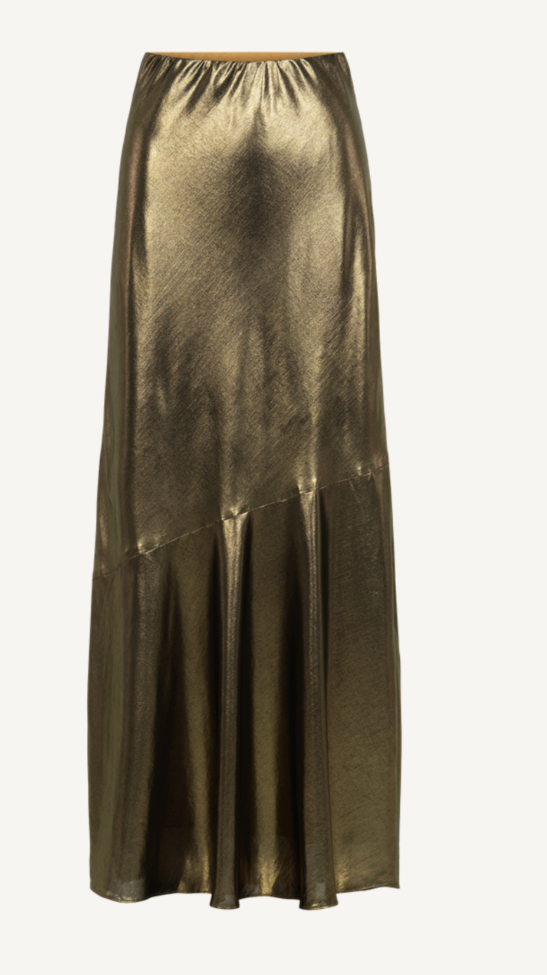 Emily Mccarthy Bias Skirt in Liquid Gold