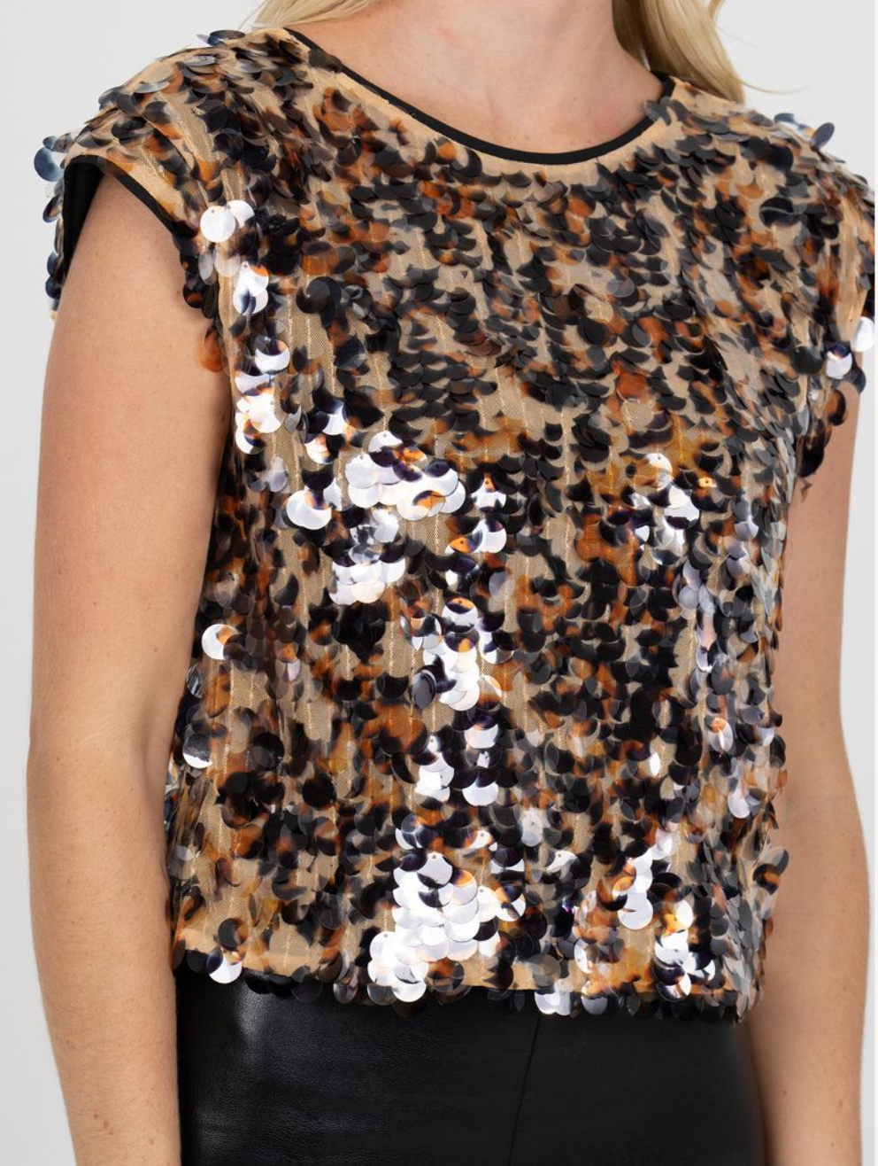Emily Mccarthy Hatti Tank in Tortoise Shell Sequin