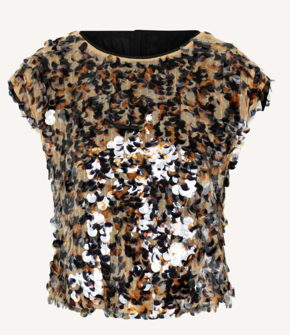 Emily Mccarthy Hatti Tank in Tortoise Shell Sequin