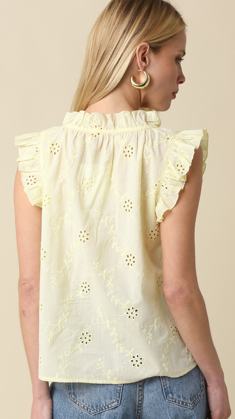 Kelly Eyelet Ruffle Sleeve Blouse