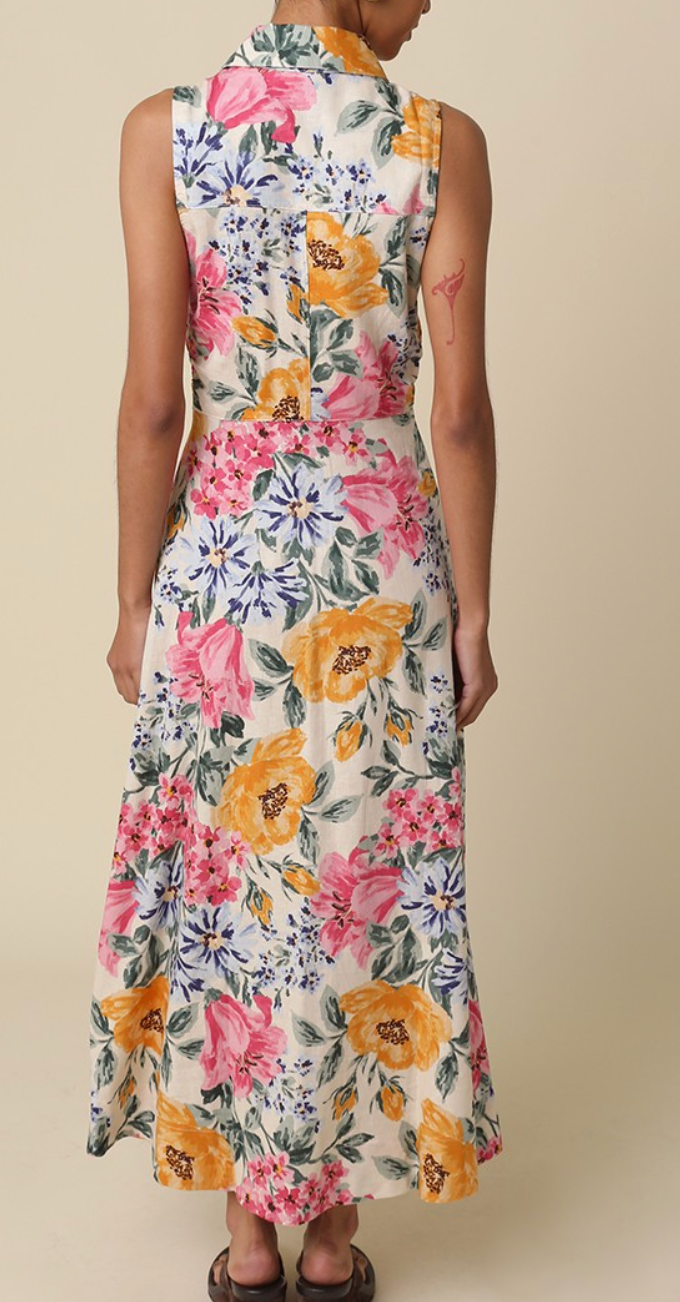 Frida Floral Button Front Maxi Dress