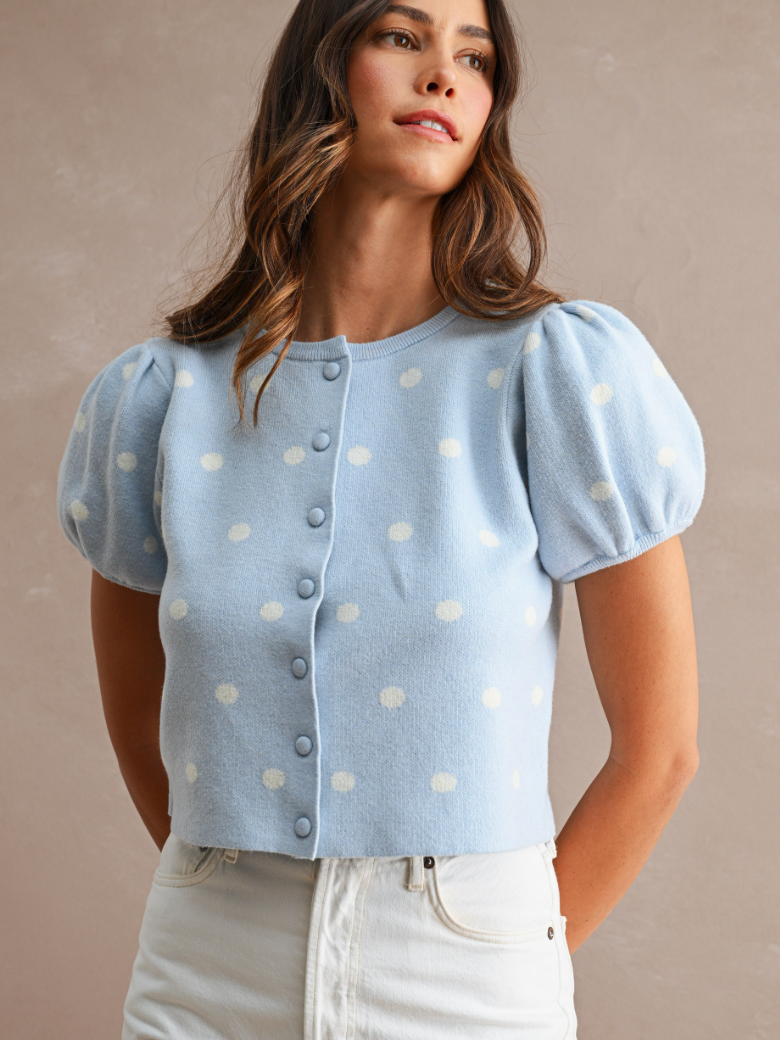 Light Blue Polka Dot Top