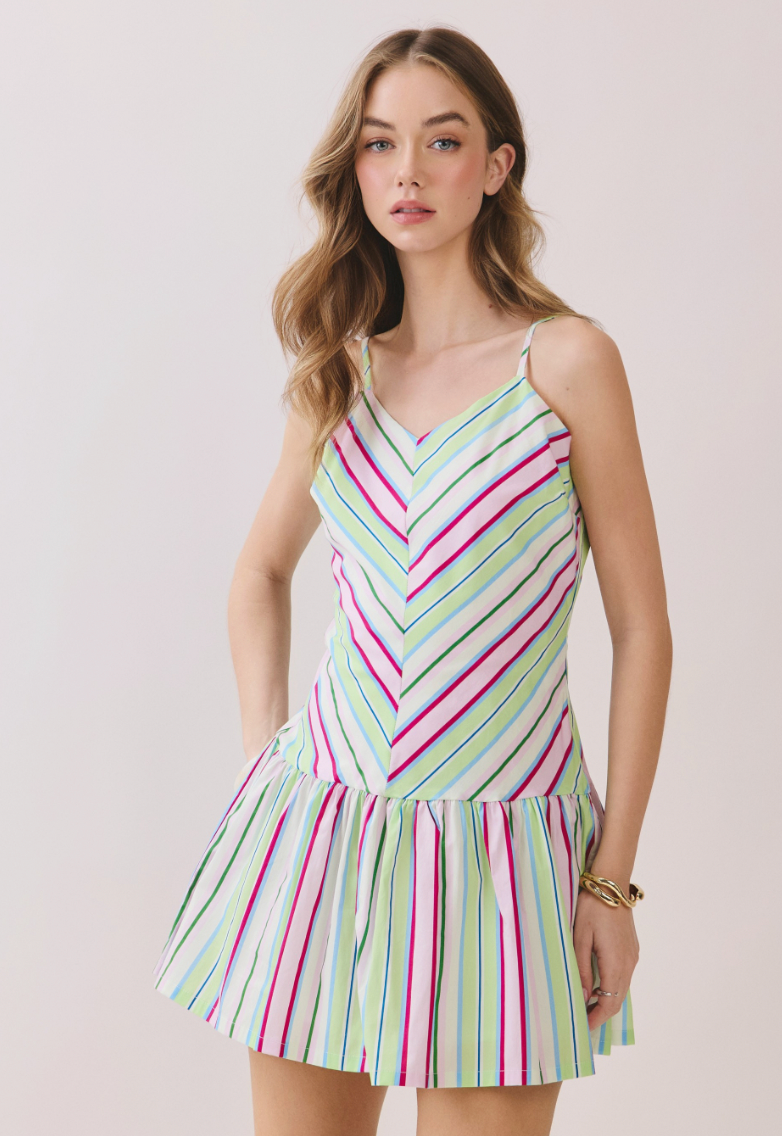 Stripe Drop Waist Mini Dress
