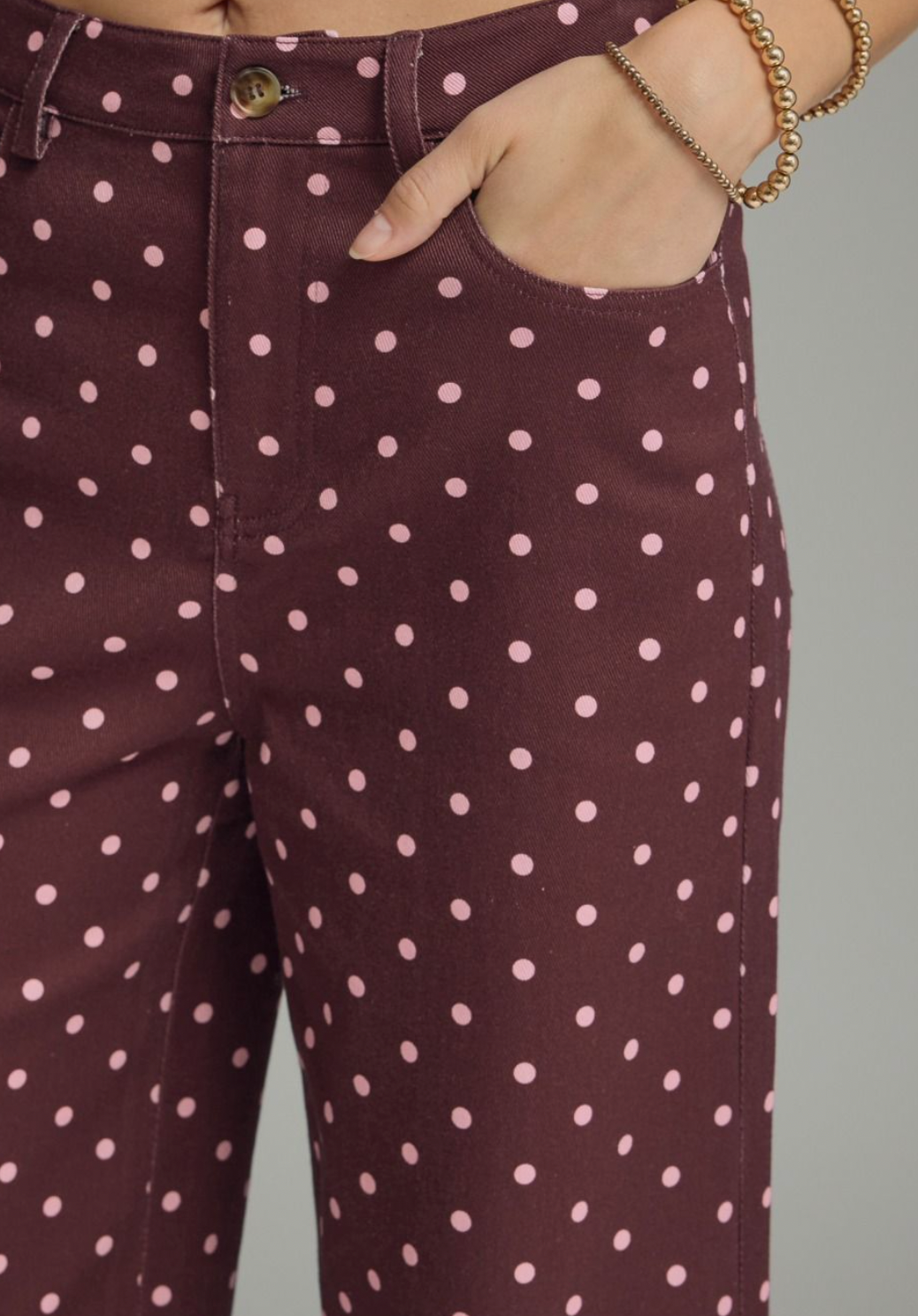 Burgundy Polka Dot Pant
