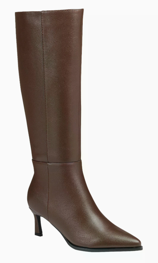 Jamie Kitten Heel Boot in Brown Leather