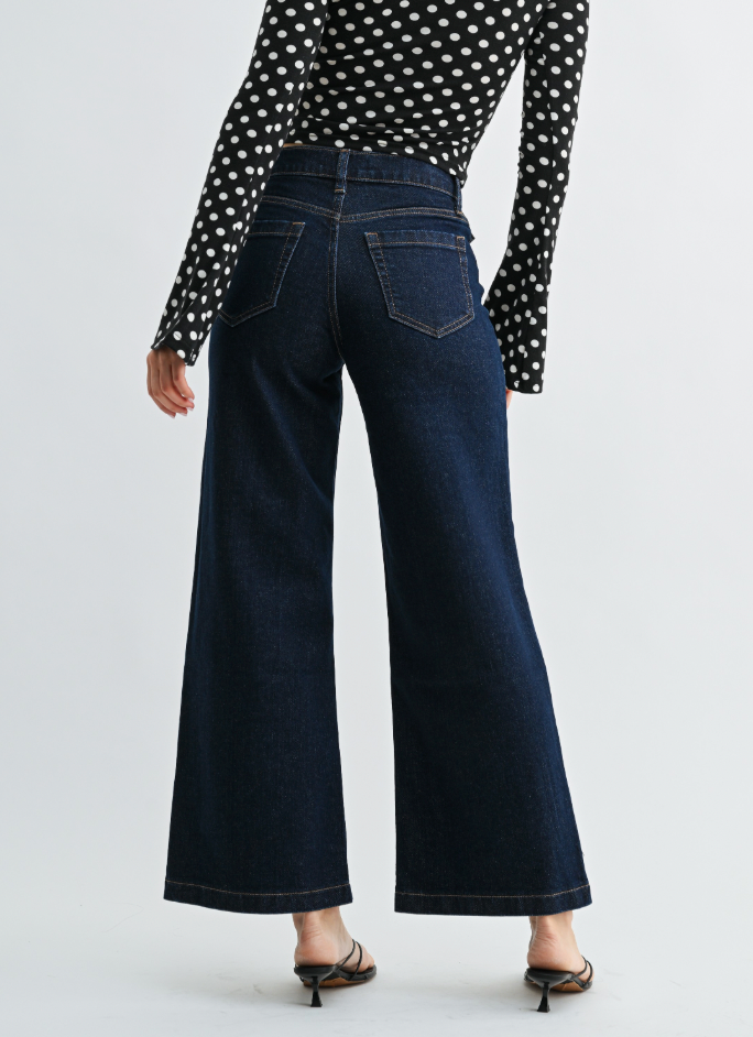 Mini Flap Pocket Wide Leg Denim