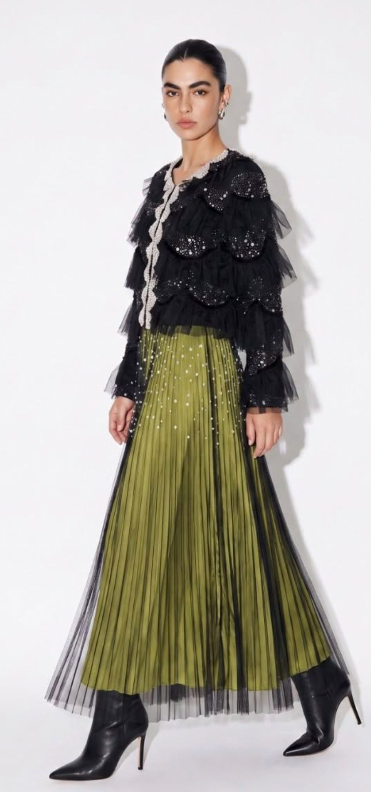 Beulah Embellished Tiered Jacket in Black PREORDER