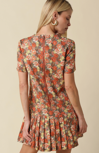 Autumn Floral Drop Waist Dress