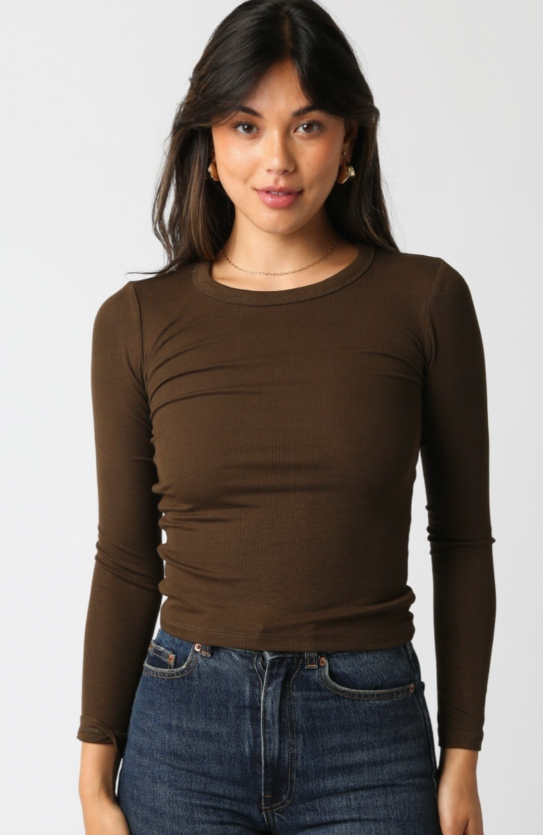 Jessie Long Sleeve Top in Brown