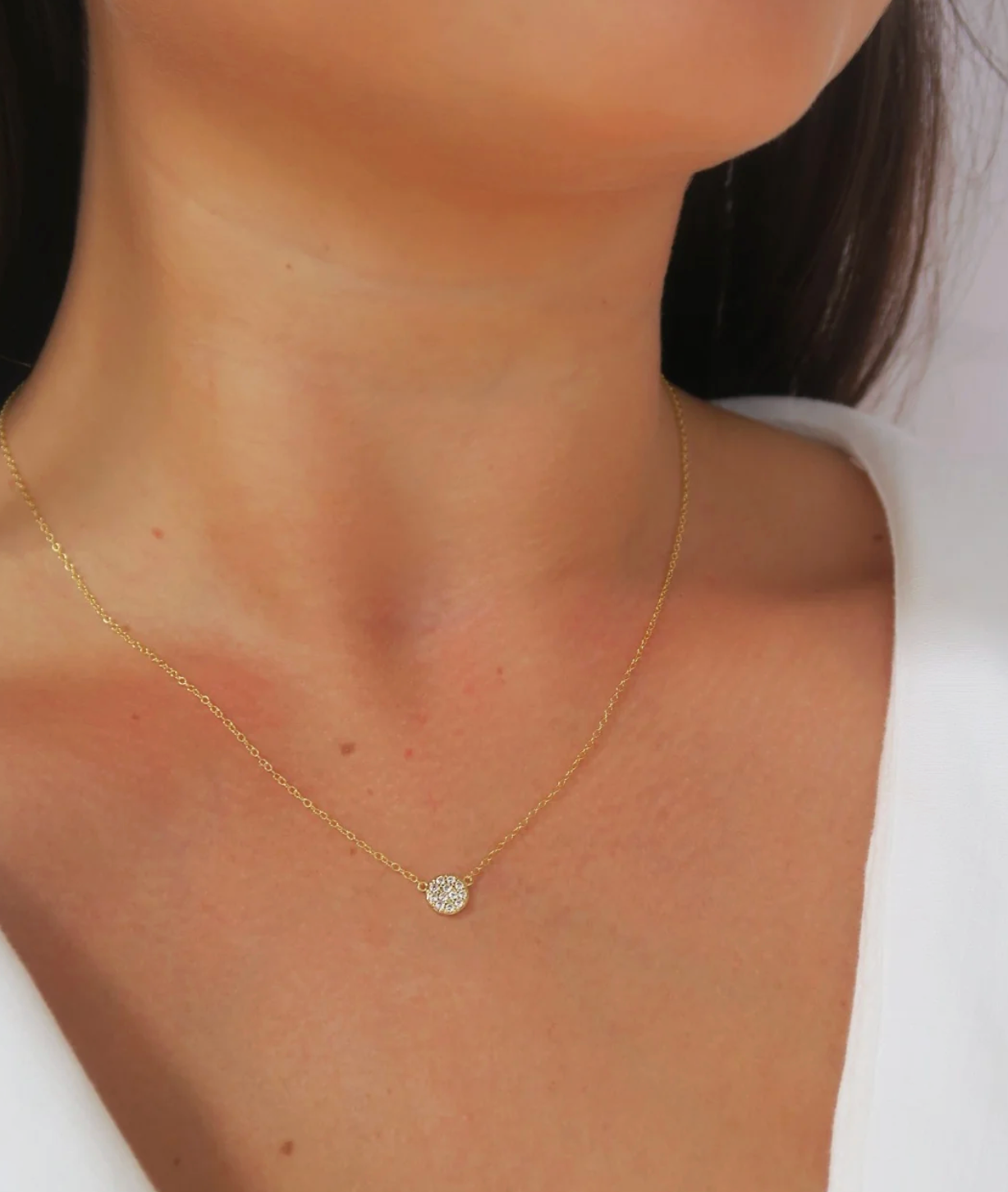 Micro Pave Circle Drop Necklace