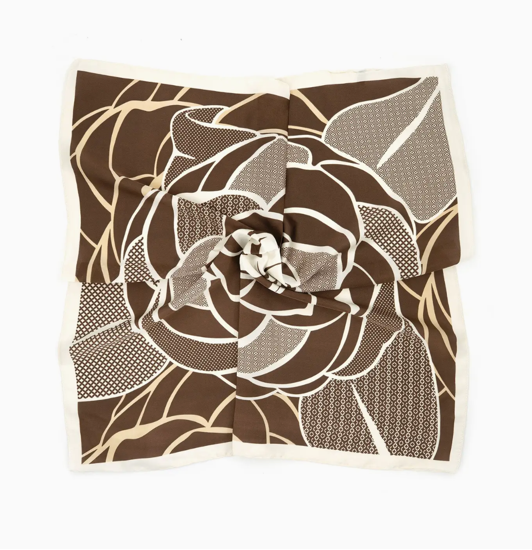 Abstract Floral Waist/Neck Scarf - Brown