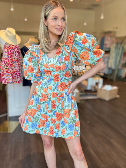 Kayla Floral Puff Sleeve Mini Dress