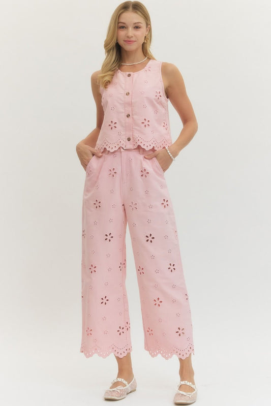Eyelet Summer Set - Pink