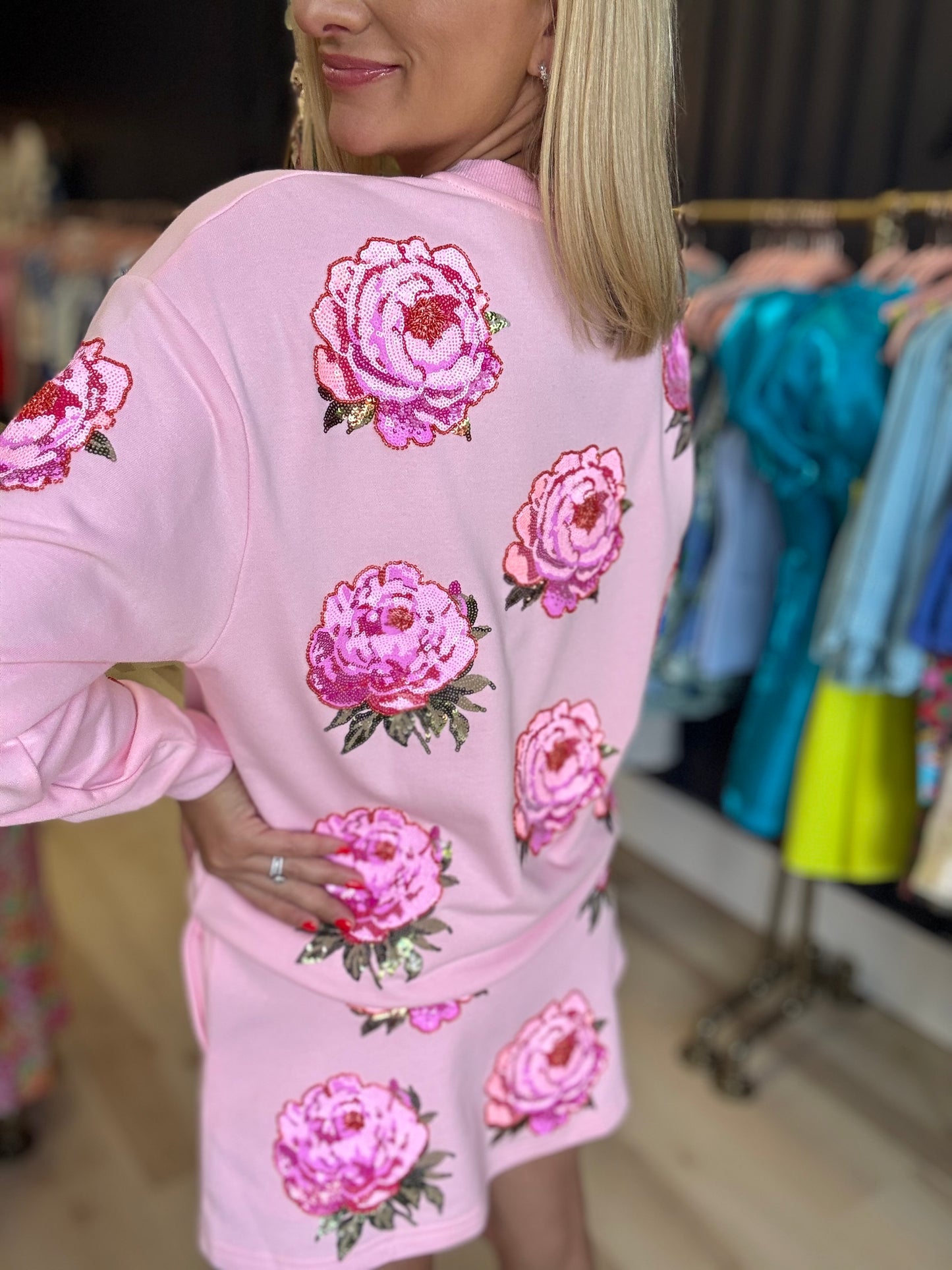 Peony Sequin Sweatshirt (preorder) Amor Exclusive
