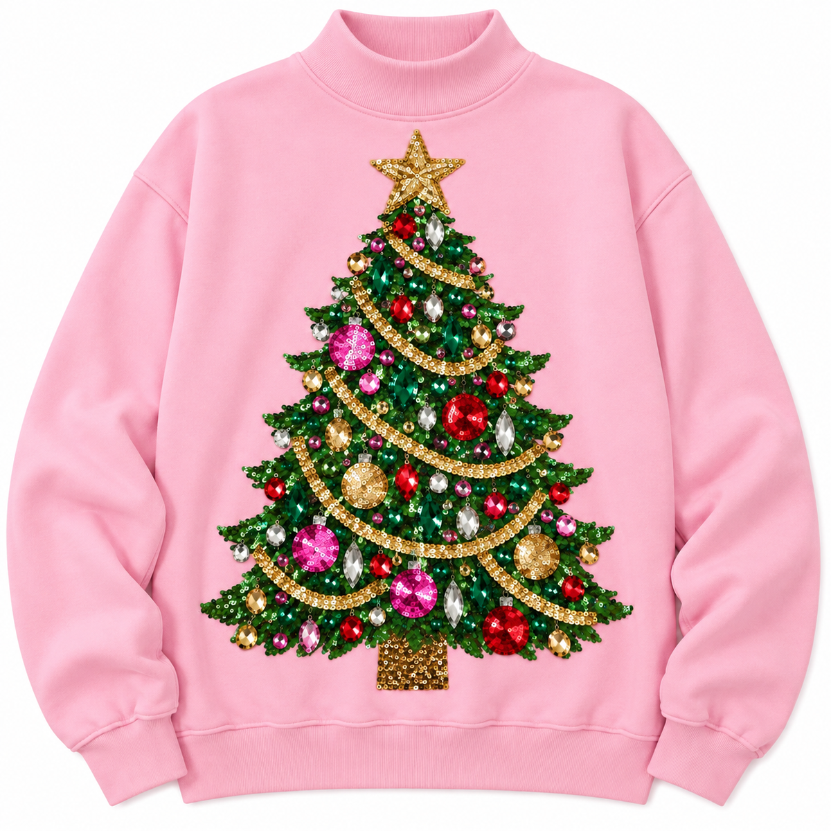 Christmas Mockneck Sequin Tree Sweatshirt Mom + Me (PREORDER)