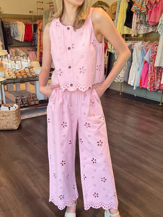 Eyelet Summer Set - Pink