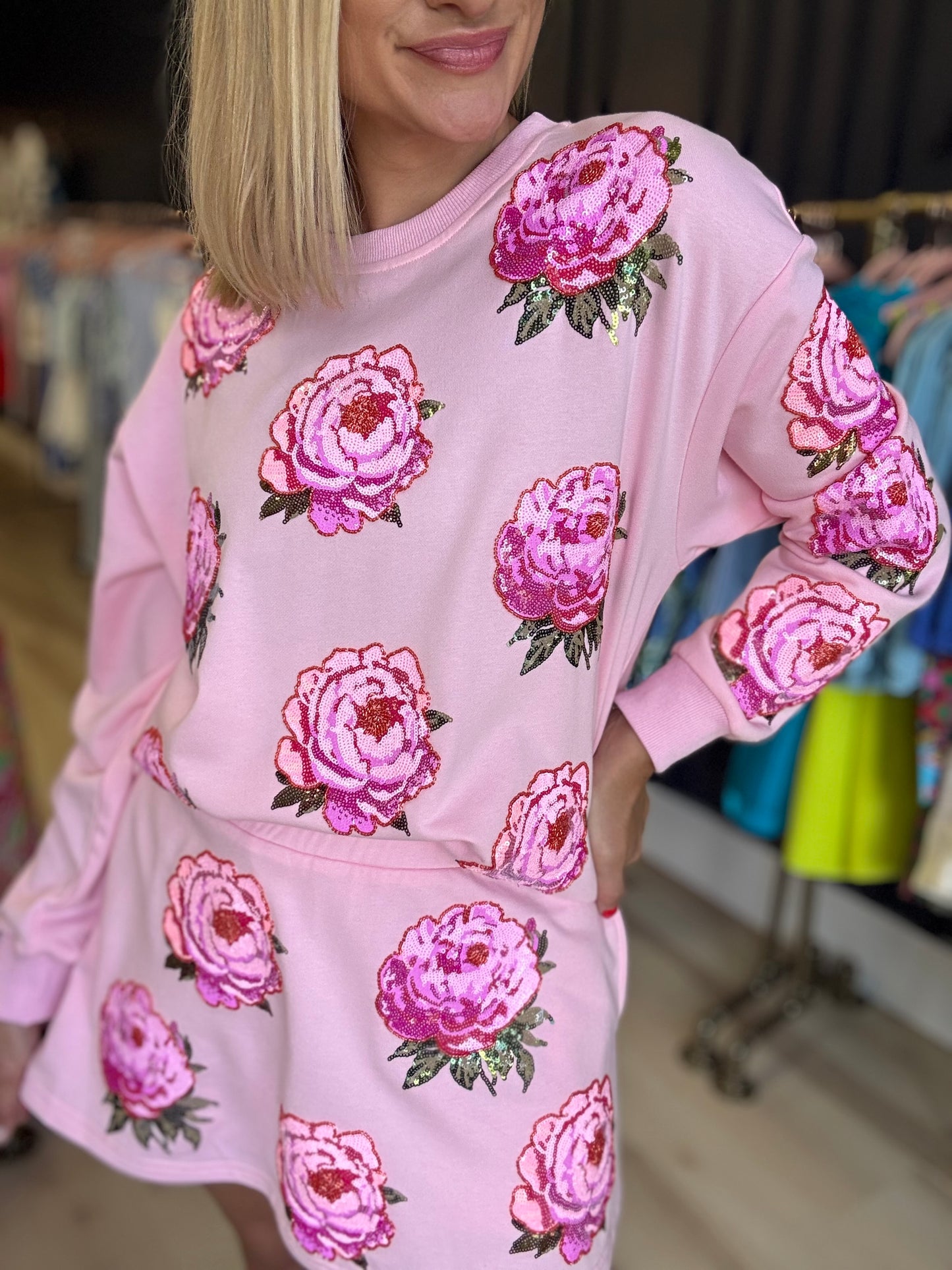 Peony Sequin Sweatshirt (preorder) Amor Exclusive