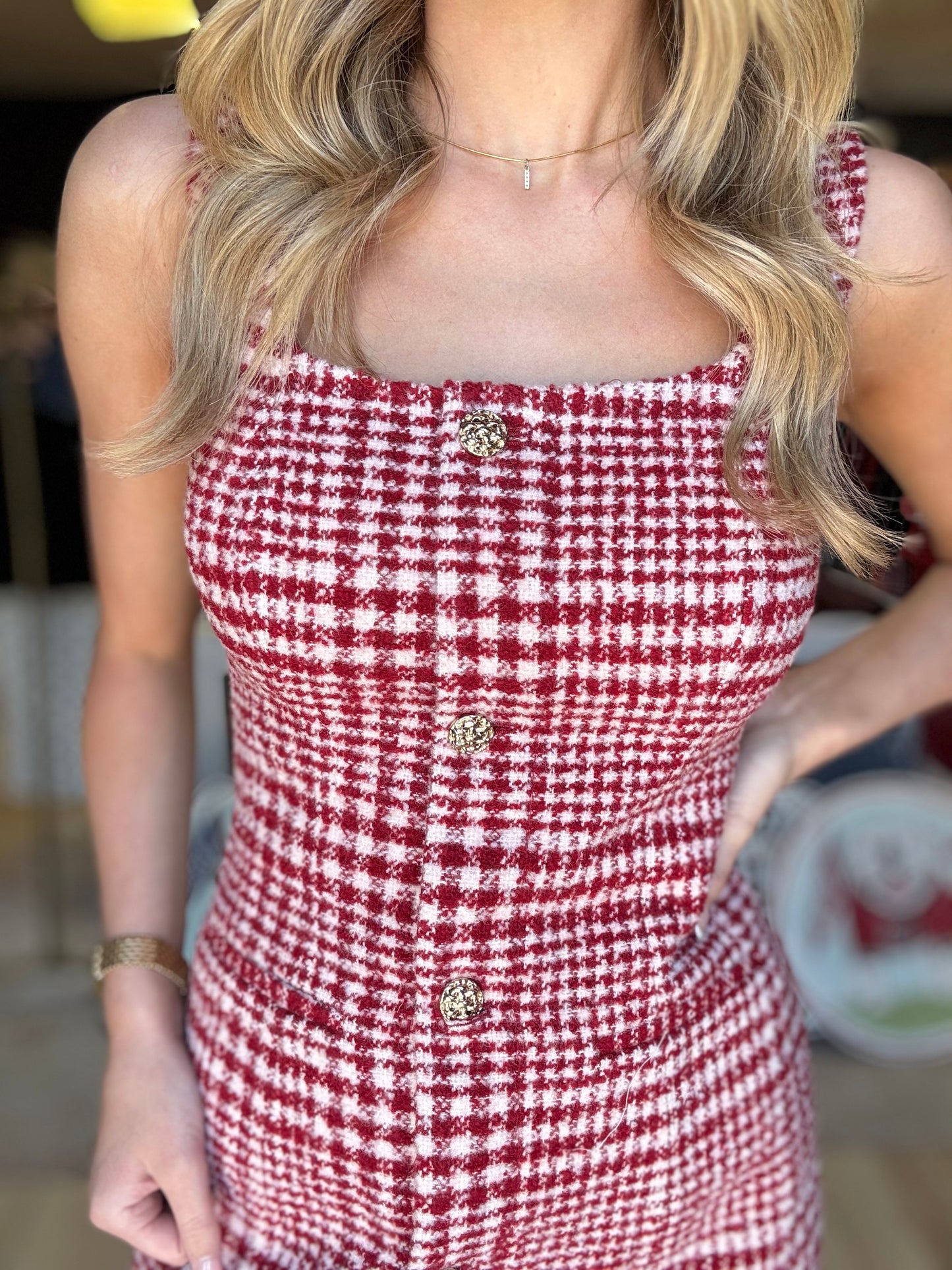 French Connection Square Neckline Button Front Mini Dress