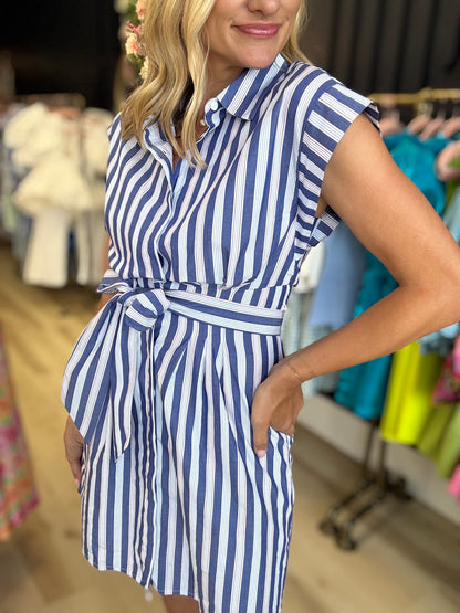 Striped Tie Waist Dress