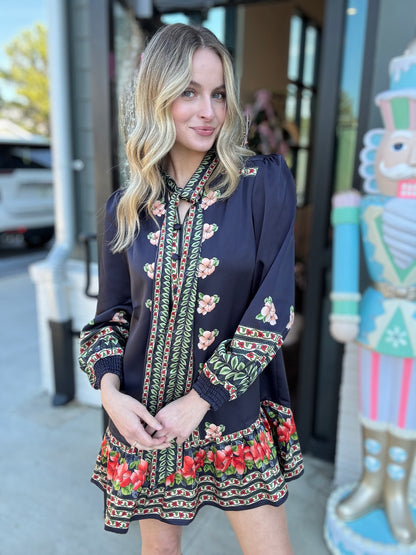 Elizabeth James Brit Bow Dress in Garland Stripe