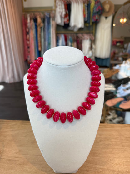 Colorful Beaded Layering Necklace in Fuchsia