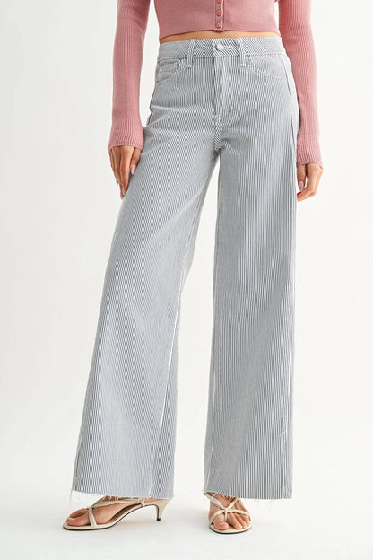 Side Stripe Wide Leg Denim