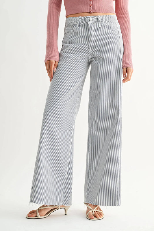 Side Stripe Wide Leg Denim