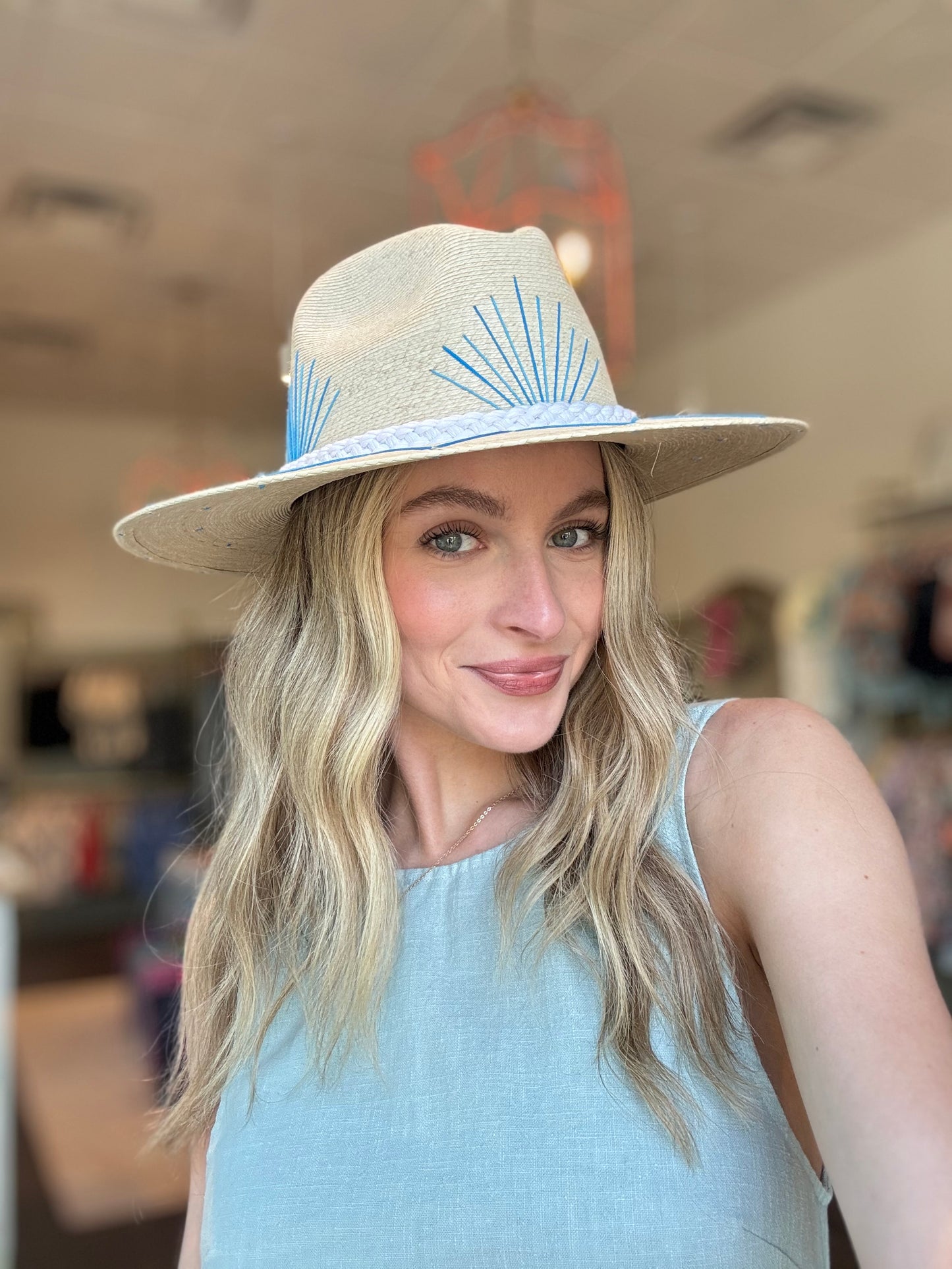 Tipsy Threads Mallorca Blue + Palm Hat