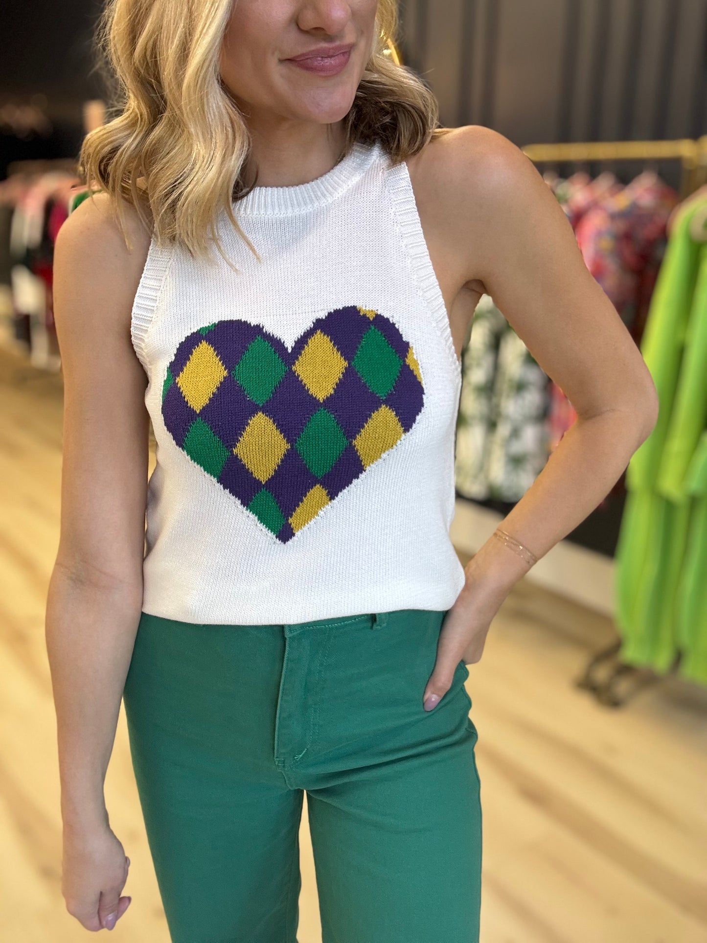 Mardi Gras Heart Top