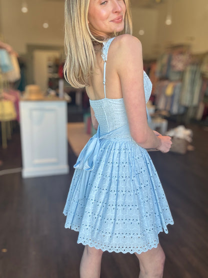 Floral Eyelet Scallop Mini Dress