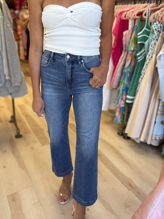 Cropped High Waisted Denim in Medium Wash