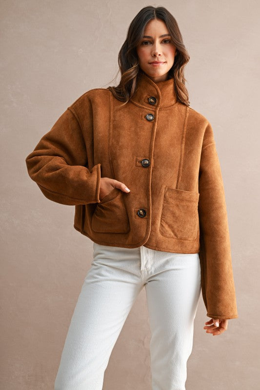 Suede/Sherpa Reversible Fall Jacket