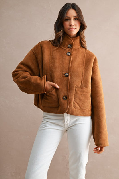 Suede/Sherpa Reversible Fall Jacket