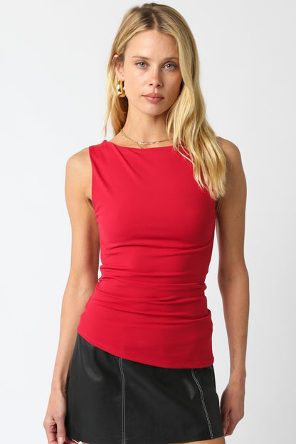 Jay Asymmetrical Tank In Red
