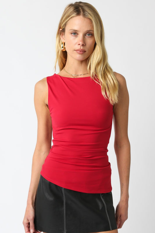 Jay Asymmetrical Tank In Red