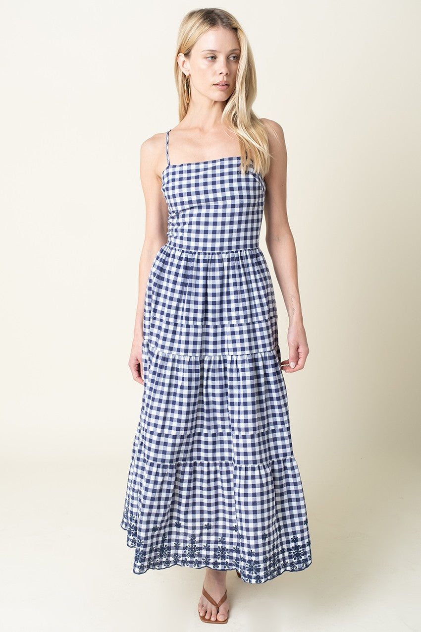 Ellis Gingham Tiered Maxi Dress