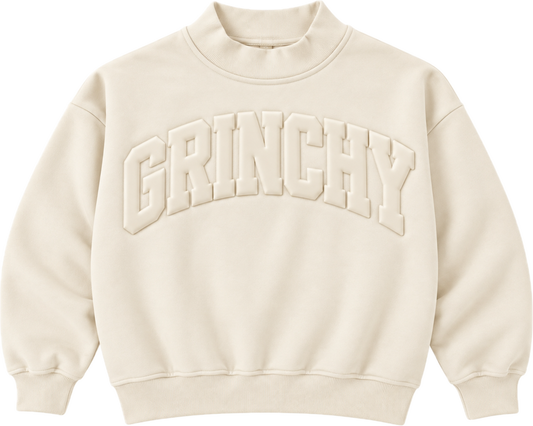 Grinchy Cozy Mockneck Sweatshirt Mom + Me in Cream (PREORDER)