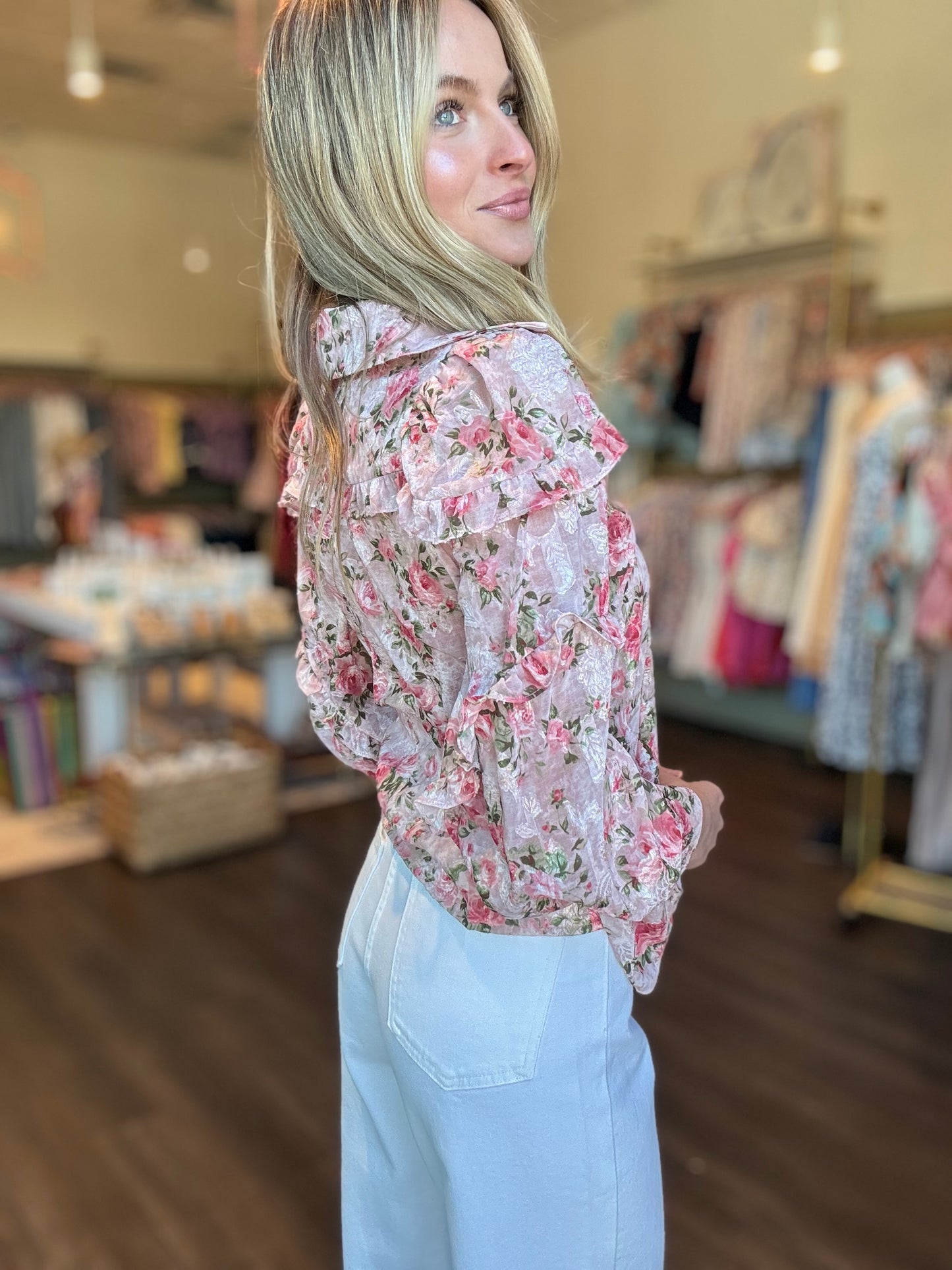 Dana Floral Ruffled Blouse