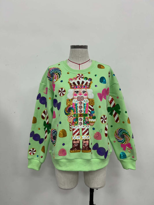 Christmas Sequin Candyland Nutcracker Sweatshirt Mom + Me (PREORDER)