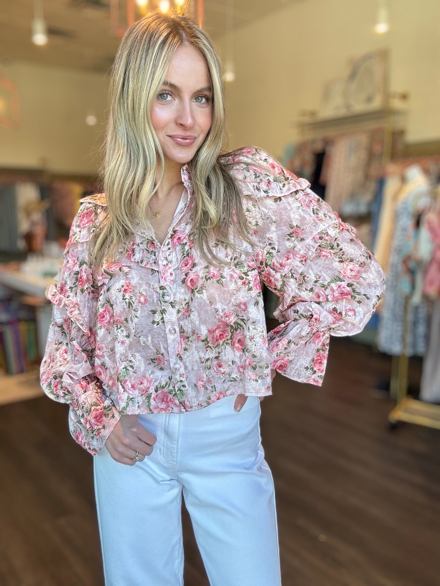 Dana Floral Ruffled Blouse