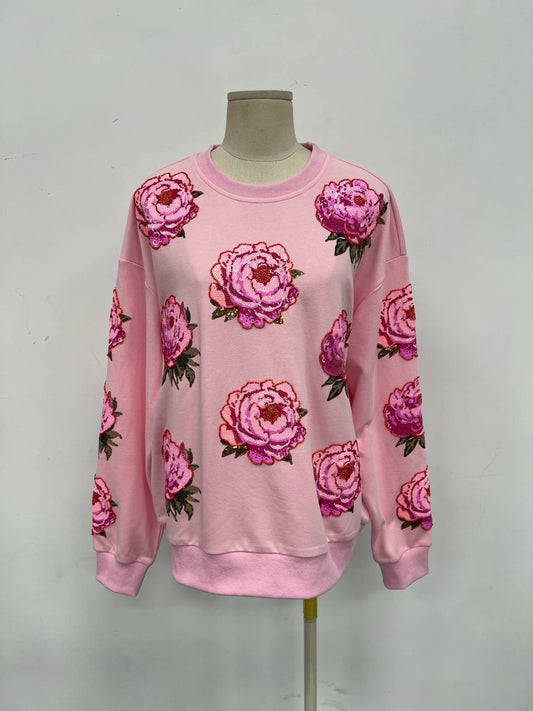 Peony Sequin Sweatshirt (preorder) Amor Exclusive