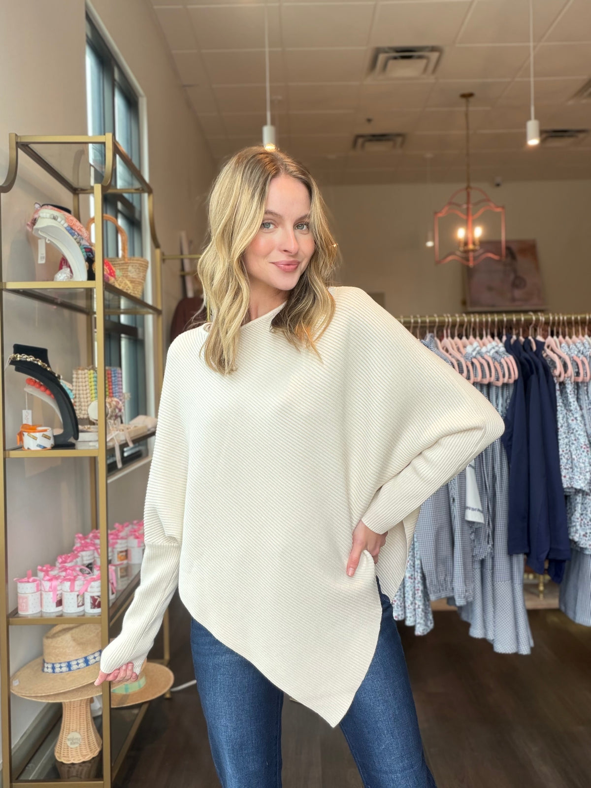 Dolman Sweater Top in Ivory