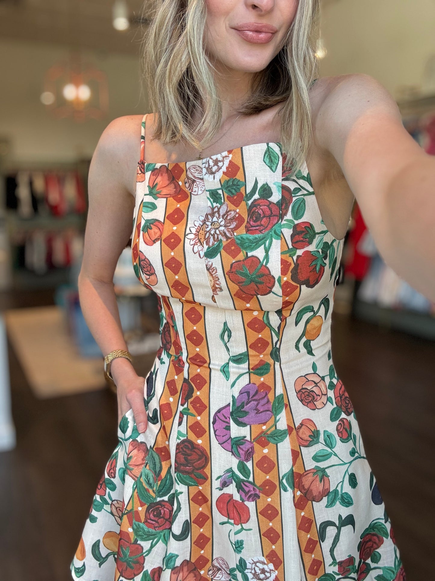 Italian Print Floral Mini Dress