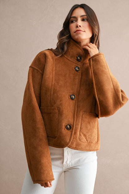Suede/Sherpa Reversible Fall Jacket