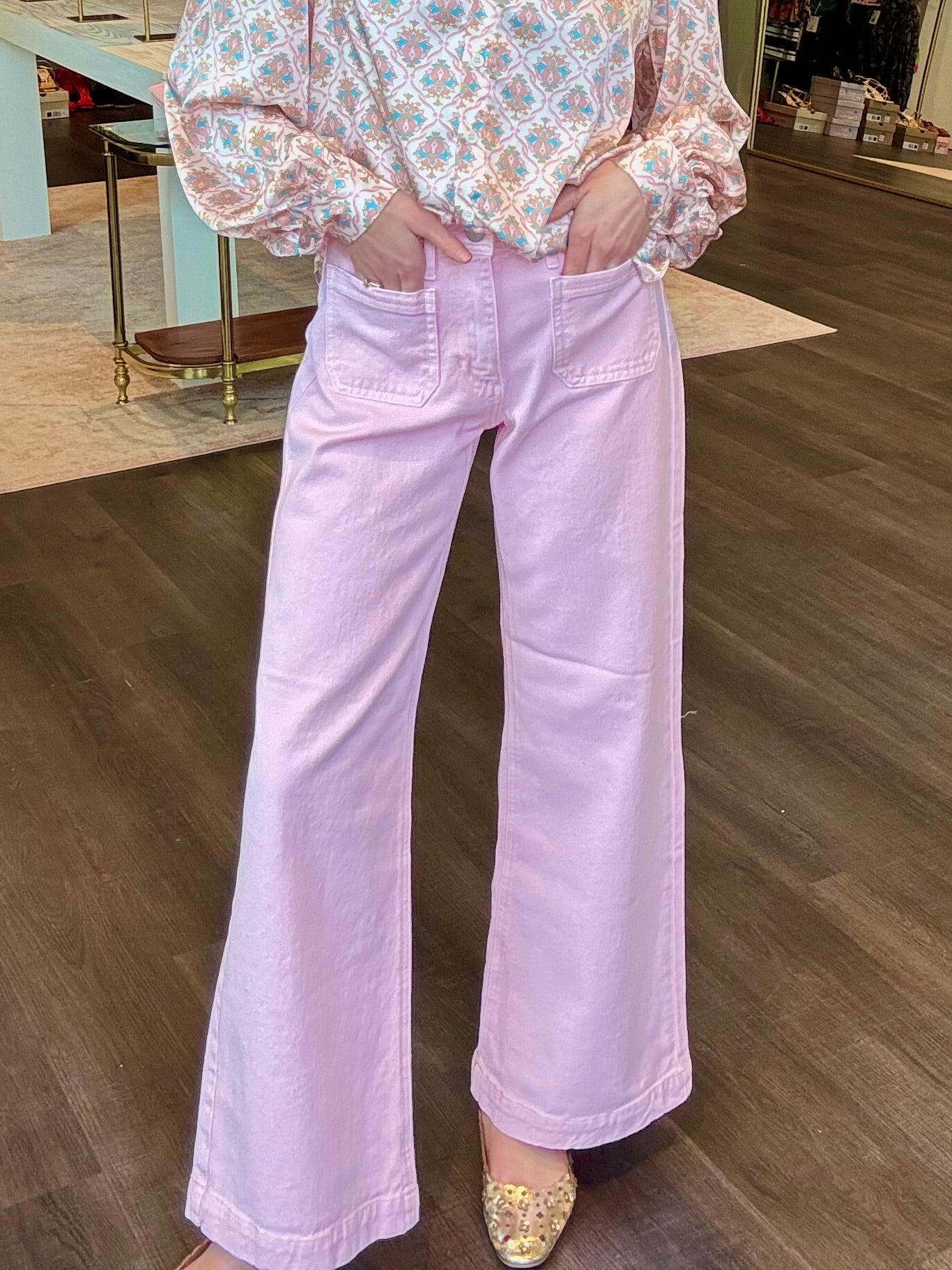 Wide Leg Denim in Pink