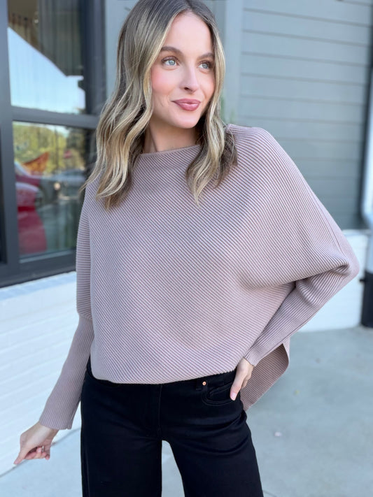 Dolman Sweater Top in Mocha