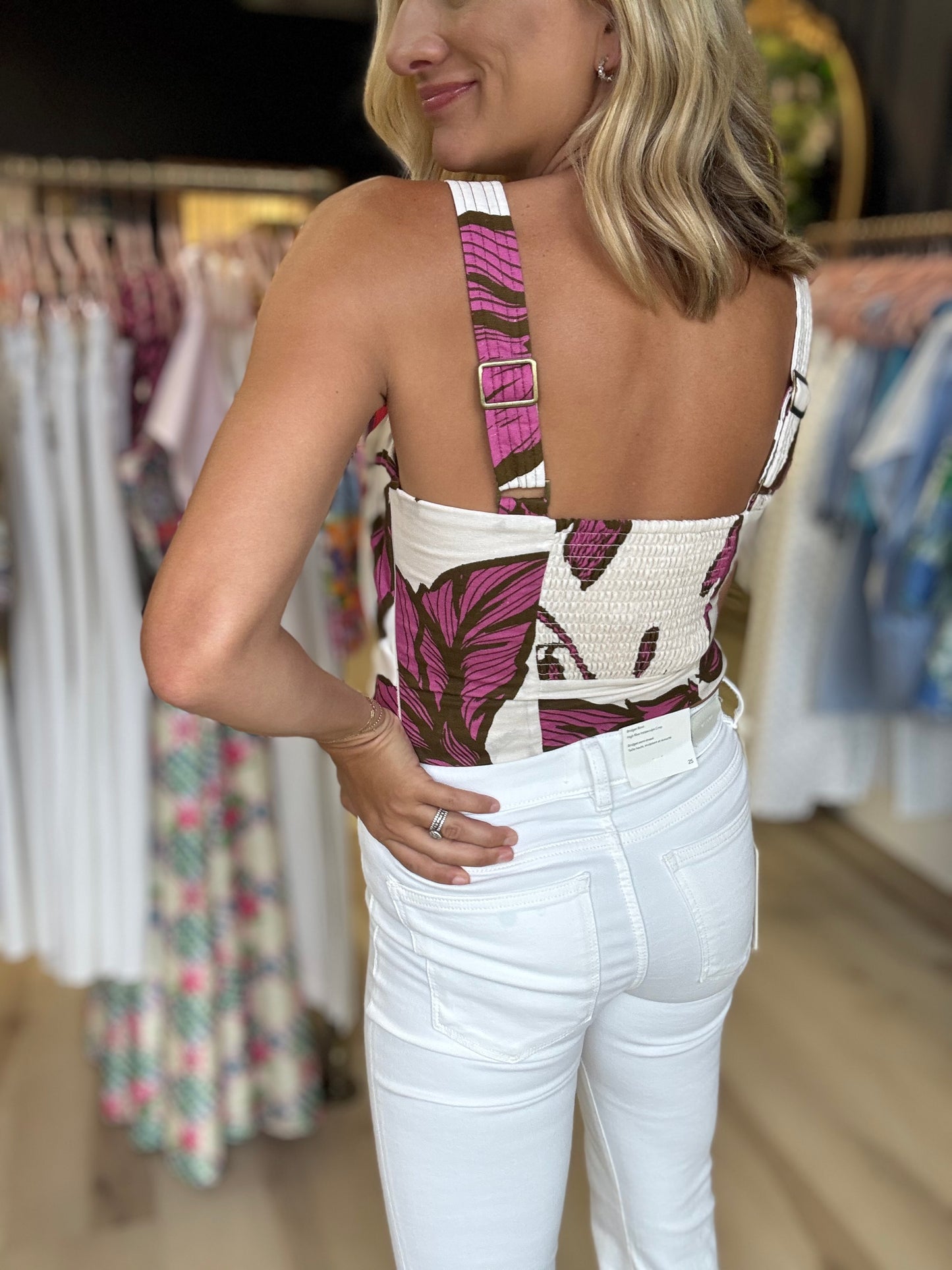 Adelyn Rae Layne Front Tie Printed Top