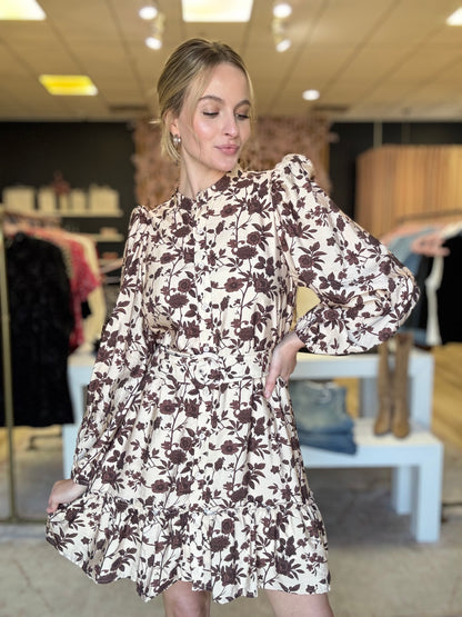 High Neck Floral Print Dress